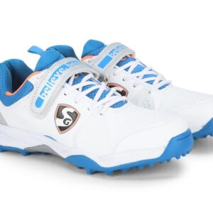 SG Century 4.0 Rubber Cricket Shoes - White/Aqua/Orange