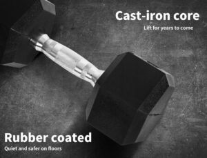 Nova 17.5Kg Pair Rubber Hex Dumbbell - Image 5