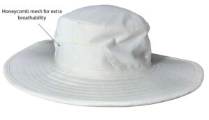 Pro Wide Brim With Mesh Cricket Sun Hat (White) - Image 2
