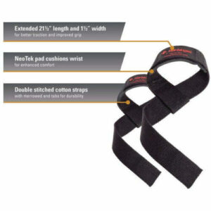 Harbinger Padded Cotton Weightlifting Straps Black - Image 2