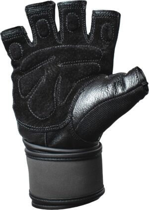 Harbinger Training Grip Wristwrap Weightlifting Gloves with TechGel-Padded Leather Palm - Image 2