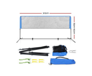 Everfit Portable Sports Net Stand Badminton Volleyball Tennis Soccer 3m 3ft Blue - Image 2