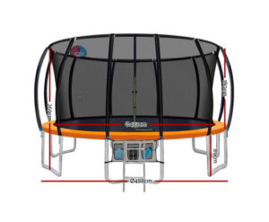 Everfit 16FT Trampoline for Kids w/ Ladder Enclosure Safety Net Rebounder Orange - Image 2