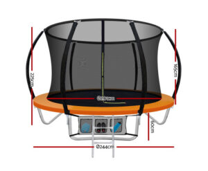 Everfit 8FT Trampoline for Kids w/ Ladder Enclosure Safety Net Rebounder Orange - Image 3