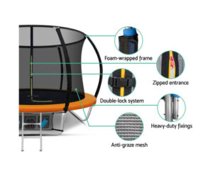 Everfit 16FT Trampoline for Kids w/ Ladder Enclosure Safety Net Rebounder Orange - Image 4