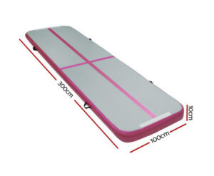 Everfit 3m x1m Air Track Inflatable Gymnastics Mat Tumbling Mat Pinkumbling Pink and Grey - Image 2