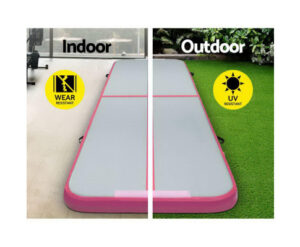 Everfit 3m x1m Air Track Inflatable Gymnastics Mat Tumbling Mat Pinkumbling Pink and Grey - Image 4