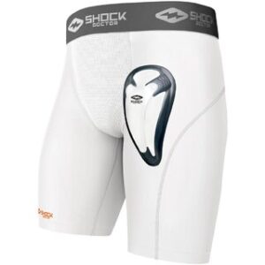 Shock Doctor Compression Short with Bio-Flex Protective Cup – White