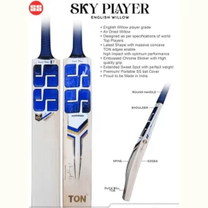 SS Sky Players Junior English Willow Cricket Bat - Image 2