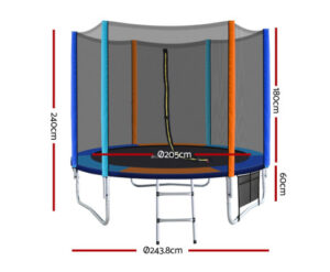 Everfit 8FT Trampoline for Kids w/ Ladder Enclosure Safety Net Pad Gift Round - Image 2