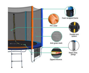 Everfit 8FT Trampoline for Kids w/ Ladder Enclosure Safety Net Pad Gift Round - Image 4