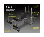 Everfit Weight Bench Adjustable Bench Press 8-In-1 Gym Equipment - Image 3
