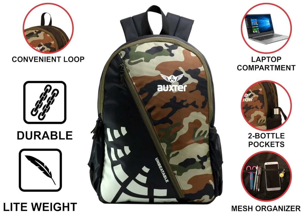 Elite Blue Camouflage Casual School Backpack - With Laptop Compartment - Image 3